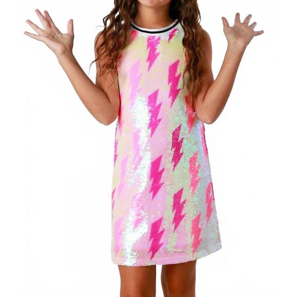 NEW MIA tween girl's sequin bolt dress in pink - Picture 1 of 4